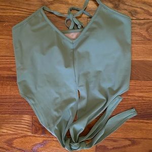 EUC Kortni Jeane Seagrass Green Tie up Top